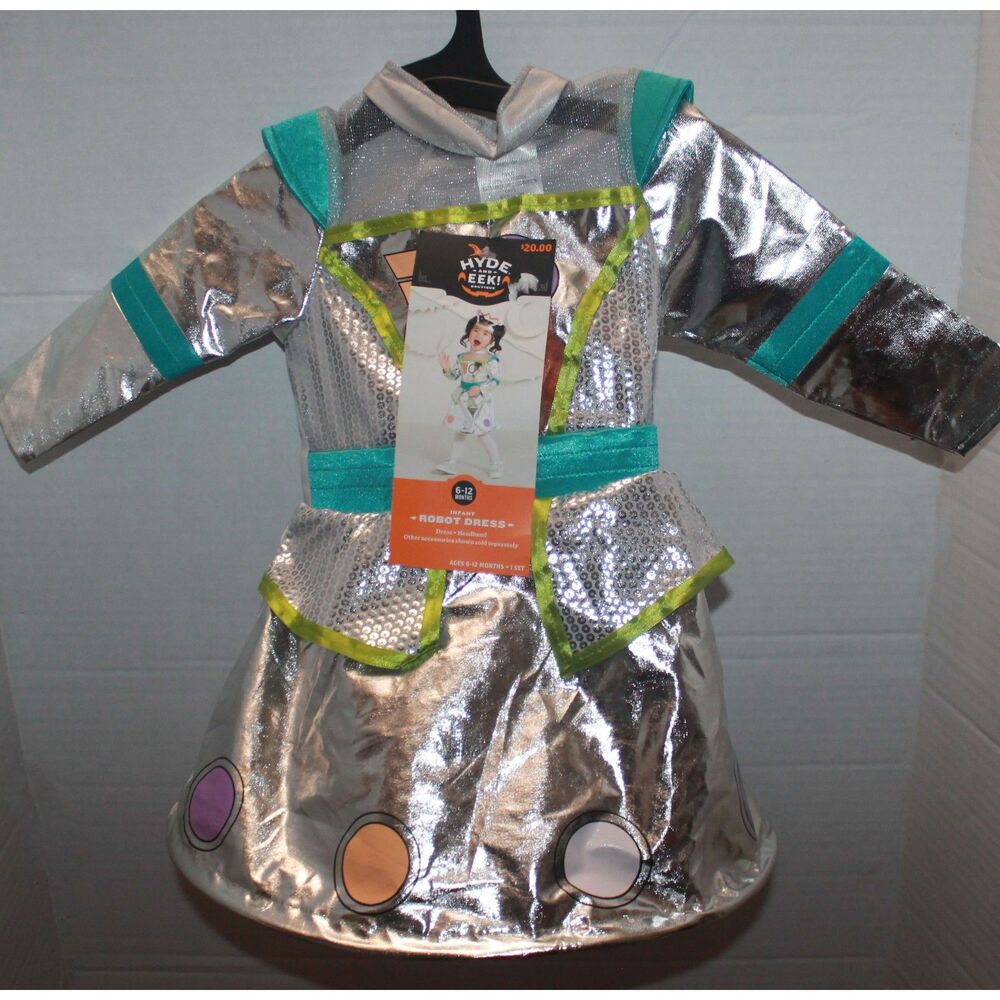 HYDE and EEK Metallic Silver Robot Hoop Dress Infant Size 6-12 Month